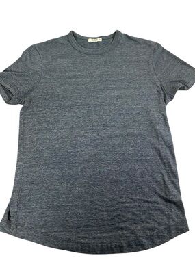 BUCK MASON Slub Curved Hem Tee Blue Gray XS Men Unisex Made in USA Venice Wash